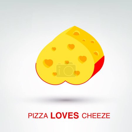 Téléchargez les illustrations : Pizza Loves Cheese, illustration vectorielle design simple - en licence libre de droit