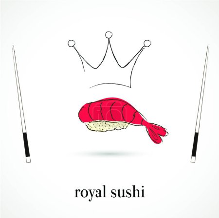 Illustration for Royal sushi restaurant, vector illustration simple design - Royalty Free Image