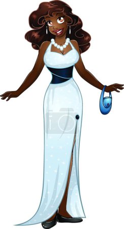 Illustration for "African Woman In White Evening Dress" - Royalty Free Image