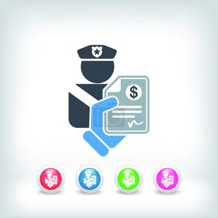 Illustration for Policeman fine icon, vector illustration simple design - Royalty Free Image