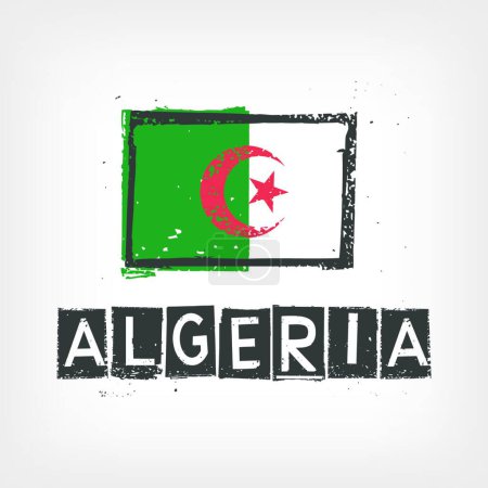 Téléchargez les illustrations : Illustration vectorielle stylisée drapeau Algérie - en licence libre de droit