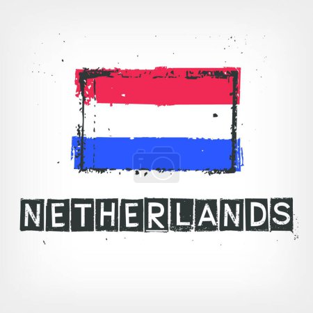 Téléchargez les illustrations : Drapeau Pays-Bas illustration vectorielle stylisée - en licence libre de droit