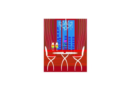 Illustration for Modern dining room, vector illustration simple design - Royalty Free Image