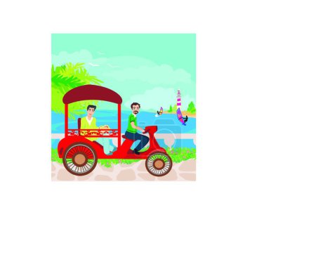Illustration for Tuk tuk taxi , vector illustration simple design - Royalty Free Image