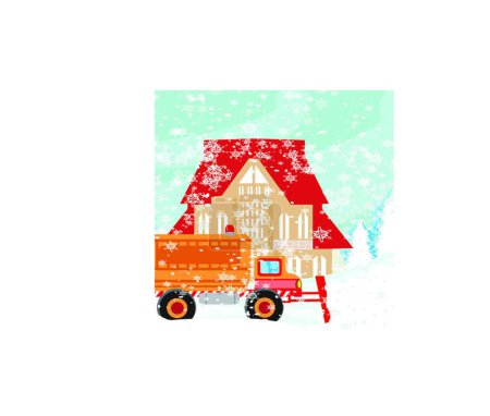Téléchargez les illustrations : Chariot à neige pendant le fonctionnement, illustration vectorielle conception simple - en licence libre de droit