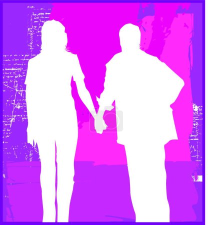 Téléchargez les illustrations : Illustration du couple tenant la main - en licence libre de droit