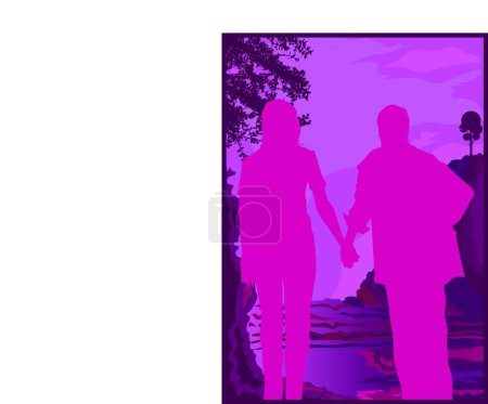 Illustration for Illustration of the Couple Holding Hands - Royalty Free Image