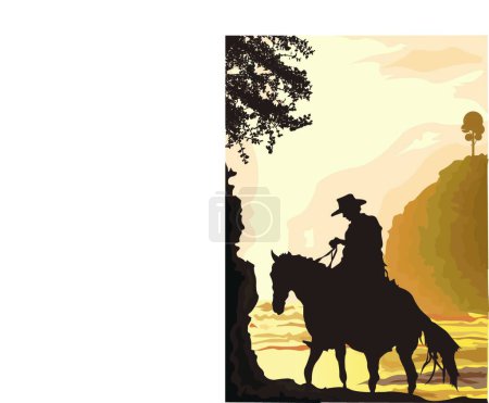 Illustration for Illustration of the Cowboy Scene - Royalty Free Image