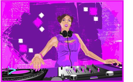 Illustration for Illustration of the Woman DJ - Royalty Free Image