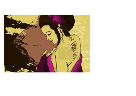 Téléchargez les illustrations : Geisha, illustration d'icône simple web - en licence libre de droit