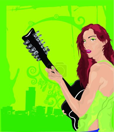 Illustration for Illustration of the Woman Guitarist - Royalty Free Image