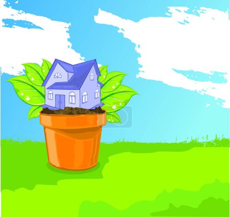 Ilustración de Cultivando una ilustración vectorial de casa - Imagen libre de derechos
