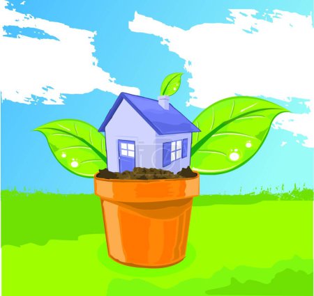 Illustration for Growing a House  vector illustration - Royalty Free Image