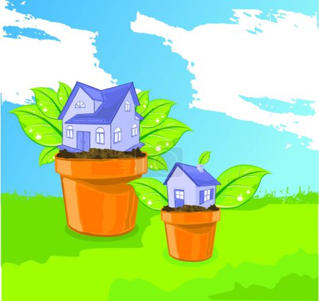 Téléchargez les photos : Cultiver une maison, illustration vectorielle simple - en image libre de droit