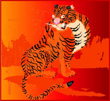 Illustration for Flaming Tiger, web simple icon illustration - Royalty Free Image