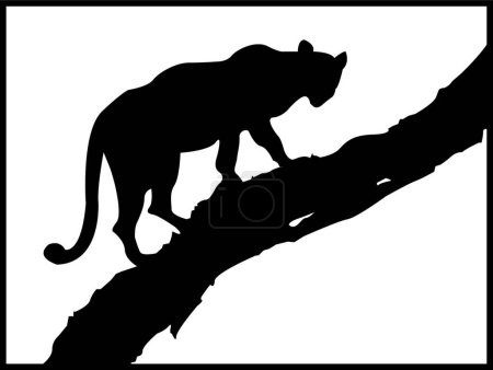 Téléchargez les illustrations : Léopard sur l'arbre, illustration vectorielle design simple - en licence libre de droit