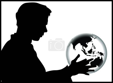 Illustration for Obtaining The World, vector illustration simple design - Royalty Free Image