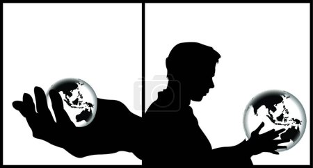 Ilustración de Hombre sosteniendo la tierra, vector ilustración diseño simple - Imagen libre de derechos