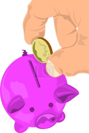 Illustration for Piggy bank and hand icon vector illustration - Royalty Free Image