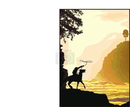 Téléchargez les illustrations : Scène de montagne Coucher de soleil, illustration vectorielle - en licence libre de droit