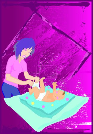 Téléchargez les illustrations : Soins pour bébés, illustration vectorielle design simple - en licence libre de droit