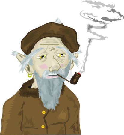 Téléchargez les illustrations : Vieil homme fumée, illustration vectorielle design simple - en licence libre de droit