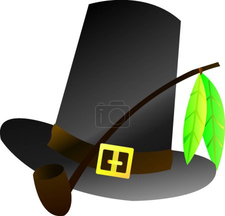 Illustration for Pilgrim Hat & Pipe, vector illustration simple design - Royalty Free Image