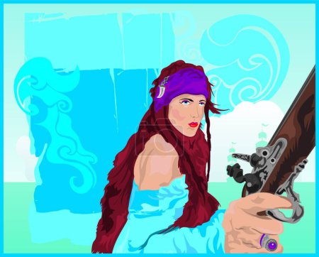 Illustration for Pirate Lady, vector illustration simple design - Royalty Free Image