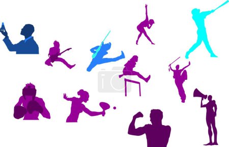 Illustration for Silhouette of people doing sport, vector illustration simple design - Royalty Free Image