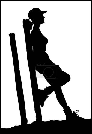 Illustration for Girl Resting Black and White - Royalty Free Image