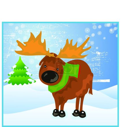 Téléchargez les illustrations : Reindeer in the Snow, illustration vectorielle design simple - en licence libre de droit
