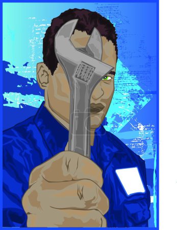 Téléchargez les illustrations : "Homme d'entretien "illustration vectorielle colorée - en licence libre de droit