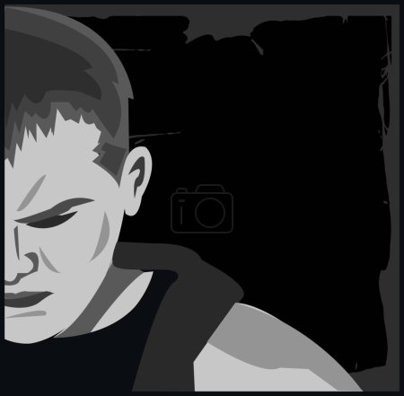 Ilustración de "Hombre preocupado "ilustración vectorial colorido - Imagen libre de derechos