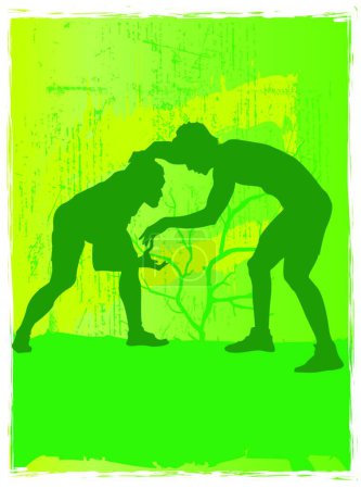 Illustration for Wrestling colorful vector illustration - Royalty Free Image
