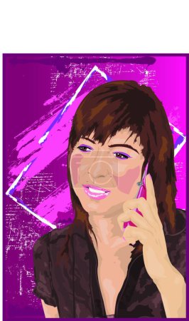 Ilustración de "Mujer en el teléfono móvil Pink Acid" - Imagen libre de derechos