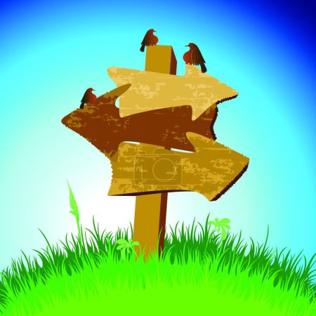 Illustration for "wooden board" colorful vector illustration - Royalty Free Image