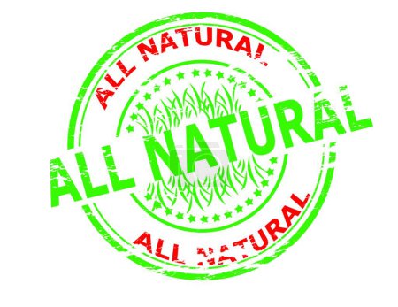 Ilustración de "Todo el texto natural "en estilo de sello, estampado sobre fondo blanco - Imagen libre de derechos
