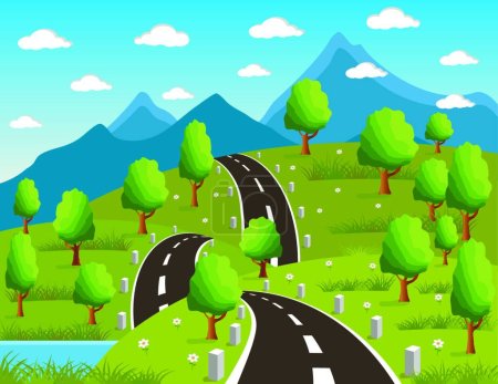 Illustration for "Spring or summer road to the mountain" - Royalty Free Image