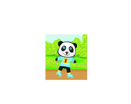Ilustración de "patinaje sobre ruedas panda "" colorido vector ilustración - Imagen libre de derechos