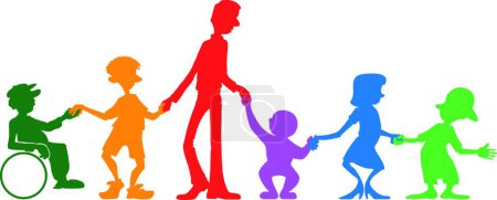 Téléchargez les illustrations : "Famille multi-générationnelle "" illustration vectorielle colorée - en licence libre de droit