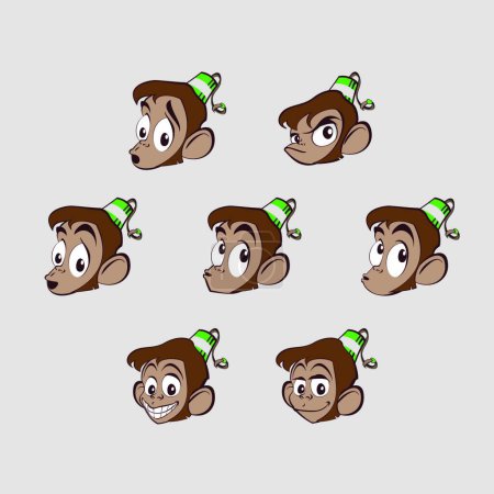 Illustration for "Different emotions monkey"" colorful vector illustration - Royalty Free Image