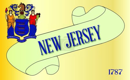 Ilustración de "Nueva Jersey Scroll "" ilustración de vectores de colores - Imagen libre de derechos