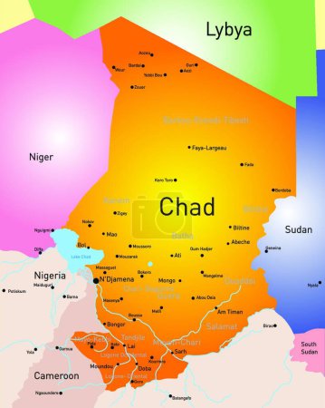 Téléchargez les illustrations : Tchad carte, web illustration simple - en licence libre de droit