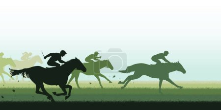 Téléchargez les illustrations : "Course de chevaux "" illustration vectorielle colorée - en licence libre de droit
