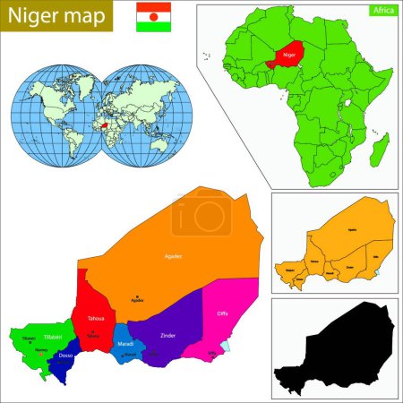 Téléchargez les illustrations : Niger carte, web illustration simple - en licence libre de droit