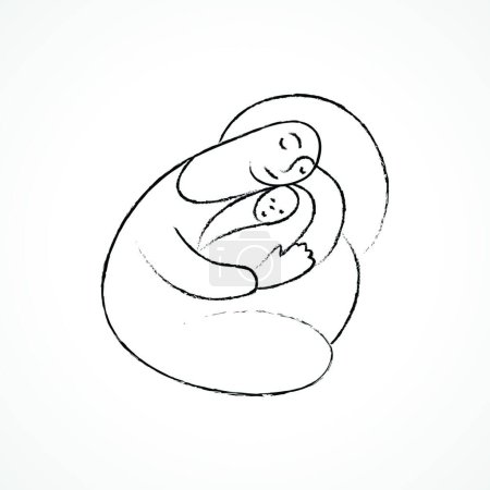 Illustration for Ancient motherhood sketch vector illustration - Royalty Free Image