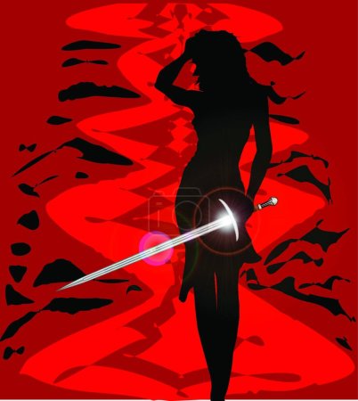 Illustration for Woman With Sword vector illustration - Royalty Free Image
