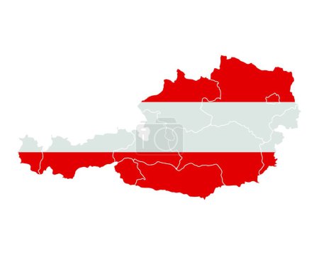 Téléchargez les illustrations : Carte géographique et drapeau de l'Autriche - en licence libre de droit