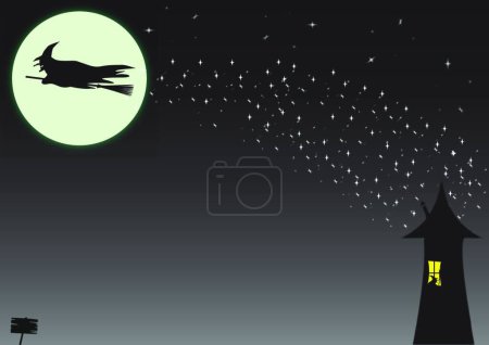 Illustration for Witch on Star Trail vector illustration - Royalty Free Image
