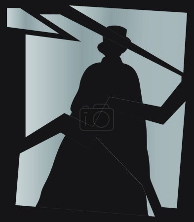 Illustration for Jack the Ripper Shadow In Mirror - Royalty Free Image